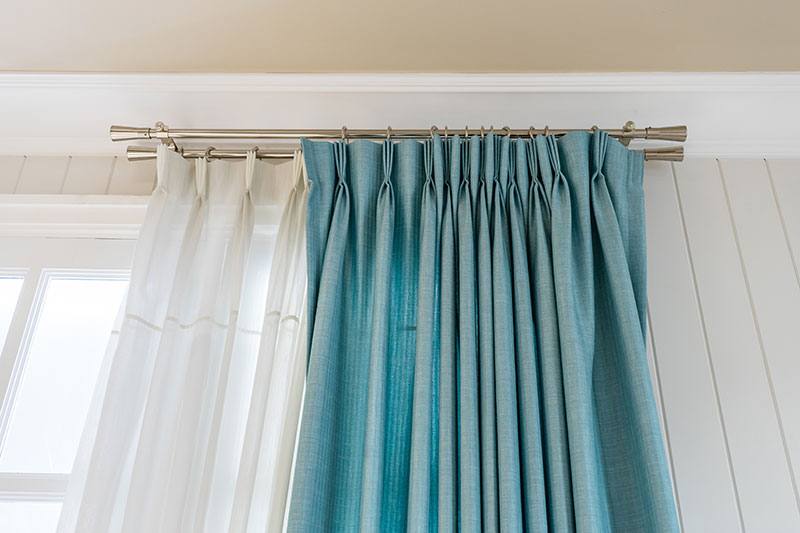 teal curtains