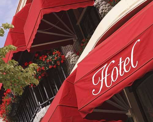 dutch canopies on a hotel